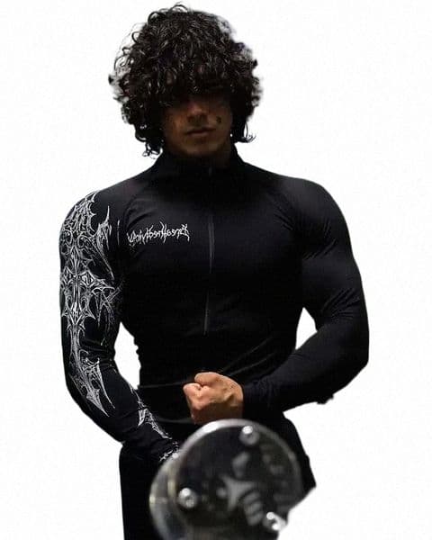2026 Men's T Shirts Glam Meets Gym Culture Breathedivinity Bloodraven COTTON Sports Fitness Trainer Clothe Quick Dry Breathable Stretch Long Sleeves h1Vb#