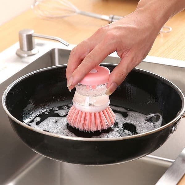 2P dishwashing brush kitchen brush pot artifact press liquid type multi-functional household decontamination dishwashing pot brush