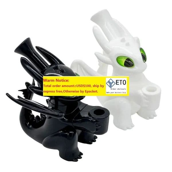 TAX FREE 5.5 Inch Dragon Shape Hookah Black and White Night fury Dragon Silicone Hookah Bong Shisha Smoking Water Pipe With 14mm Glass Bowl
