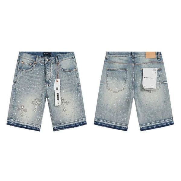 shorts purple shorts men designer purple jeans Denim Trousers Mens Jeans Short hip hop hole Casual shorts Knee lenght jean clothing Purple Short jorts 28-38