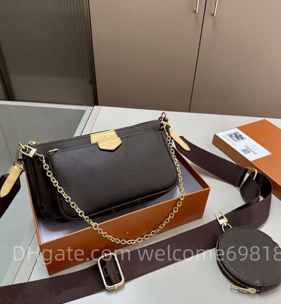 Shoulder Bags Top Designer Livv pochettes chain Shoulder Bag Women Leather crossbody Denim Crossbody bags Luxury Brand Clutch Tote Purse Brown Flower Handbag