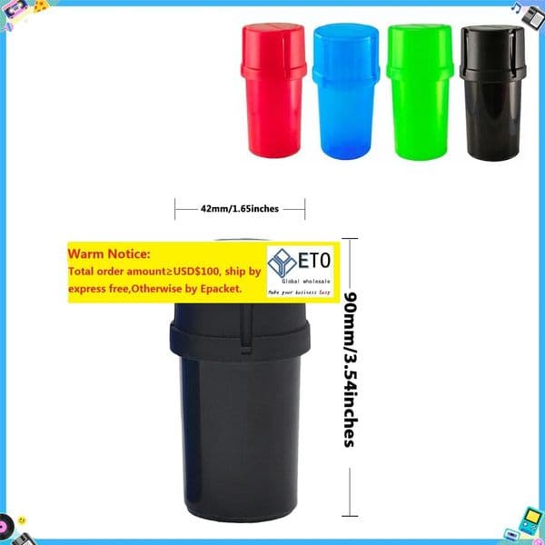 cheap New Arrival Plastic Smoking Jar Bottle Container Herb Tobacco Grinders Storage and Grinding 2 IN 1 Shredder Hand Grinder Retails Tax duty Free