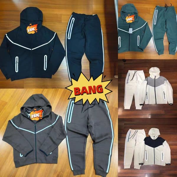Cross-Border 25 Men Women Spring and Autumn Reflective Strip Knitted Hooded Zipper Shirt Sports Casual Suit Jacket Sweatpants 1221