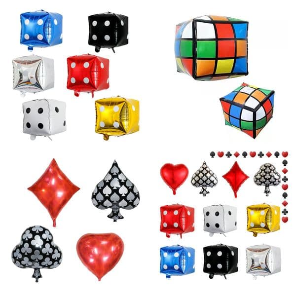 Designer 12 Incheds Dice Shape Aluminum Foil Balloons Party Decorations Helium Aluminum Balloon Festive Atmosphere