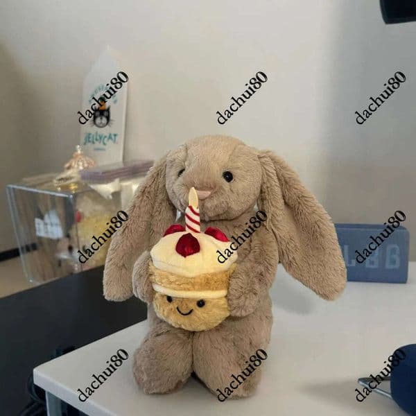 Dolls jelly cat 2025 New Hing Bonnie Toy Birthday Cake Plush Shy Rabbit Cute Soothing Doll