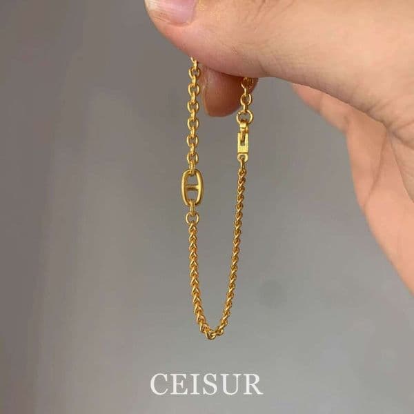 Pig Nose Bracelet for Women Exquisite Pig Nose Spliced Zircon Real Gold Plated Temperament High-end Fashion Bracelet for Women