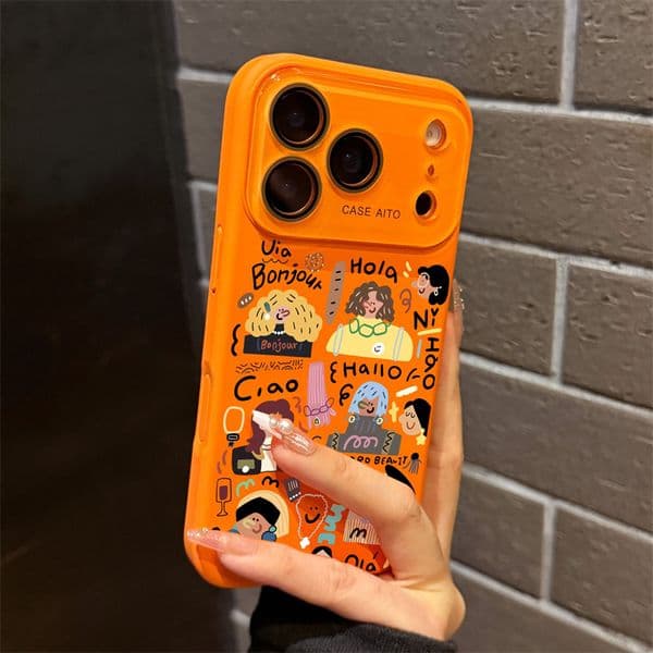 Korean-style ins graffiti phone case - Cute illustrations, shock-proof soft shell, suitable for iPhone 17 PRO MAX
