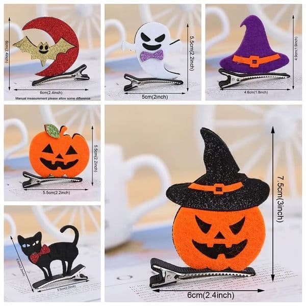 Halloween Party Supplies Cartoon 3D Hair Clips Pins Accessories Bat Pumpkin Ghost Cat Hat Design Headwear Costume Props LL Tax duty Free