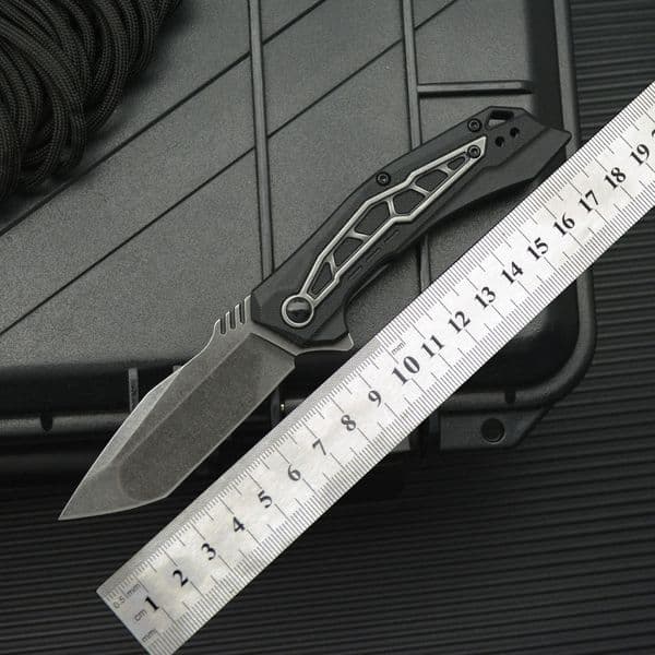 KS 1376 Stainless Steel Folding Knife - 8Cr13Mov Blade - Nylon Fiber Handle - Portable Household Fruit EDC Carry Tool Knife