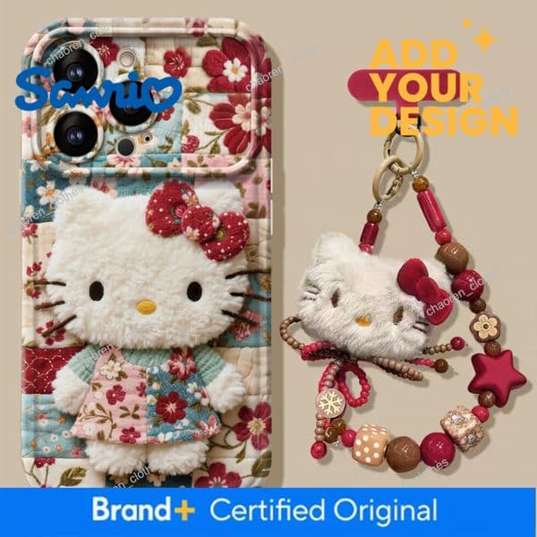 Floral KT Cat Hanging Chain Compatible With Apple 17 Phone Case Iphone 15 Pro Max Cute Girls 16 Silicone Shockproof Luxury Goods