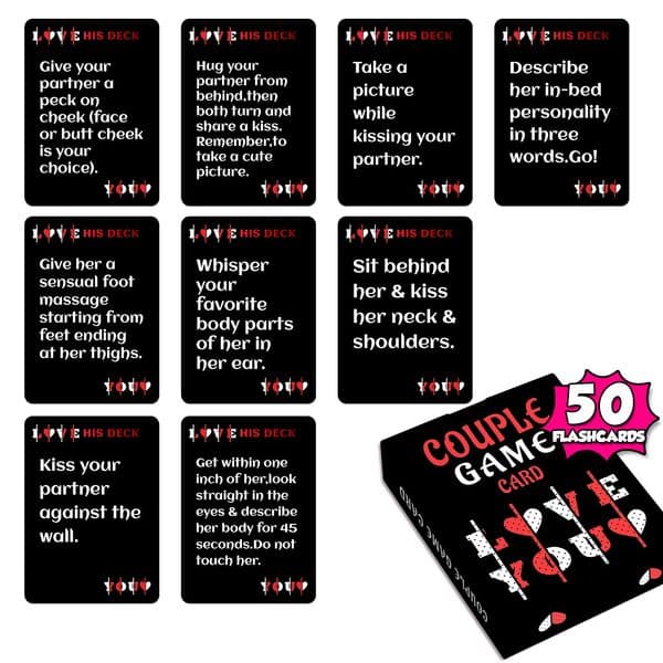 Couple Game Cards 50 Sheets Per Box Romantic Date Night Intimacy Card Game for Adults His Her Deck Love Game for Couples Anniversary Valentine's Day Party