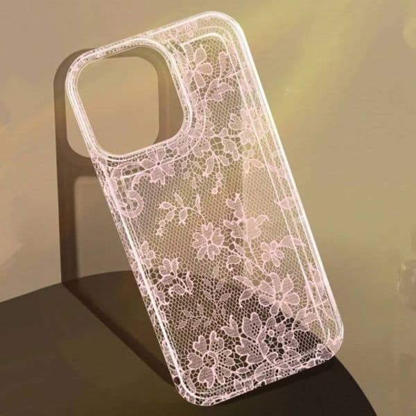 Elegant Romantic White Lace Pattern Phone Case For iPhone 17 Air 16 15 14 13 12 11 Pro Max 7 8 Plus SE2 16E Soft Clear Cover