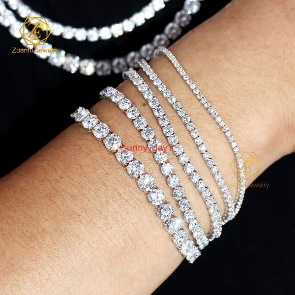 Hot Sale 3/4/5mm VVS Moissanite Tennis Bracelet Fast Delivery Pass Diamond Tester 925 Sterling Silver Bangle