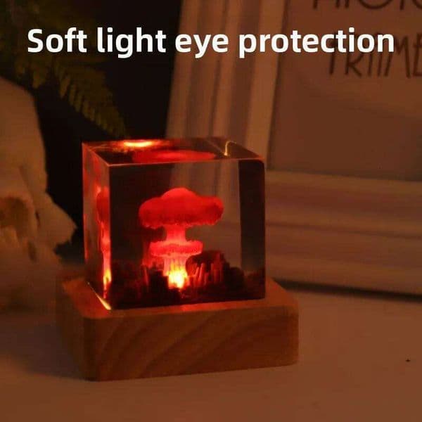 3D Mini Explosion Mushroom Cloud Atmosphere Light Courtyard Living Room Desktop Decoration Birthday Gift Flameless Nightlight