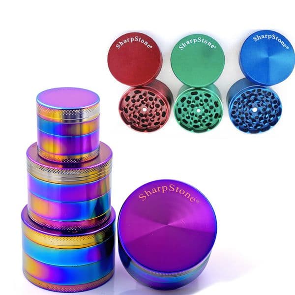 Rainbow Colorful SharpStone colorful Mini 40mm 55mm 63mm 4layer herb grinder Portable Newest Metal Zicn alloy Sharp Stone USA Popular tobacco grinders for smoking