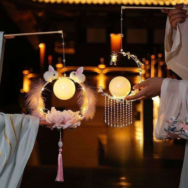 Rabbit Lantern Handmade DIY Moon Palace Light Ancient Craft Gift Wooden Chinese Mid-Autumn Decoration for Kids Adults