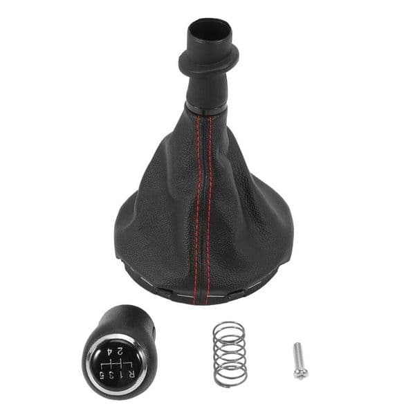 Stick Gaiter Black Red 5 Gears for VW T5 Gear Knob Frame Complete Set Plug Play Replacement Part 7H0711113