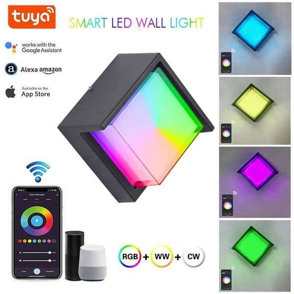 Smart WiFi Outdoor Wall Sconce ,Porch Lights RGB Color Changing App Control, Dimmable 2700K-6500K Works with Alexa Google