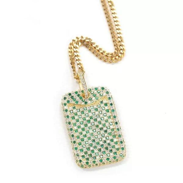 Green pendant New Arrival Iced Pendant Hip Hop Jewelry 925 Sterling Silver VVS Moissanite Unisex style