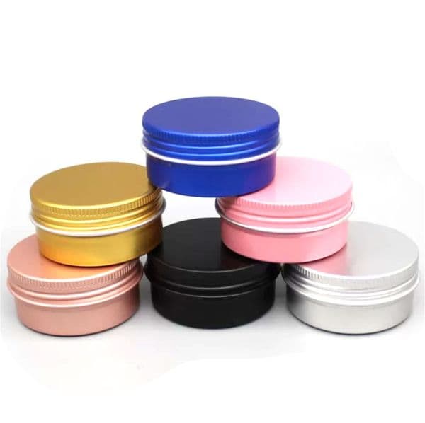 Unique 100pcs 1Oz/30ml Aluminum Cosmetic Bottle Screw Lid Round Aluminium Jar Cans Makeup Empty Lip Balm Cosmetics Container Wholesale