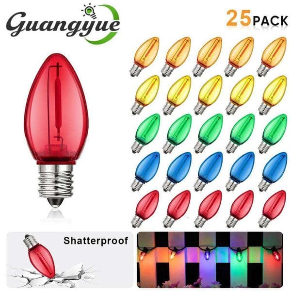 C7 Plastic Candle Colorful Bulbs E12 1W Multicolor LED Light Bulb for Birthday Outdoor String 110V 220V Decor Lights