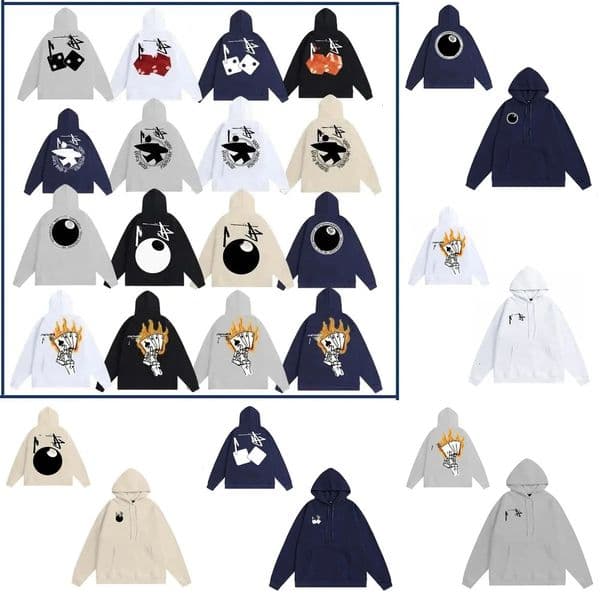 Designer stu sssy Men's Cotton Hoodies Hip Hop Trendy Loose Graphic Coat Jumpers High Street Winter Letter Printing Top Quality Clothing Hoody Sweater