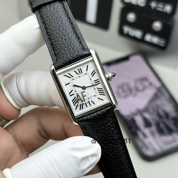 Top quality tanks watch super clone watches watch women mens watch luxury designer watch swiss quartz movement sapphire glass leather strap 22mm with box RL8A