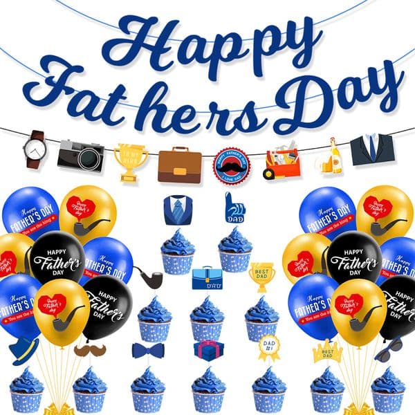 Fathers Day Floral & Banner Balloons - Elegant Decorative Gift for Dad