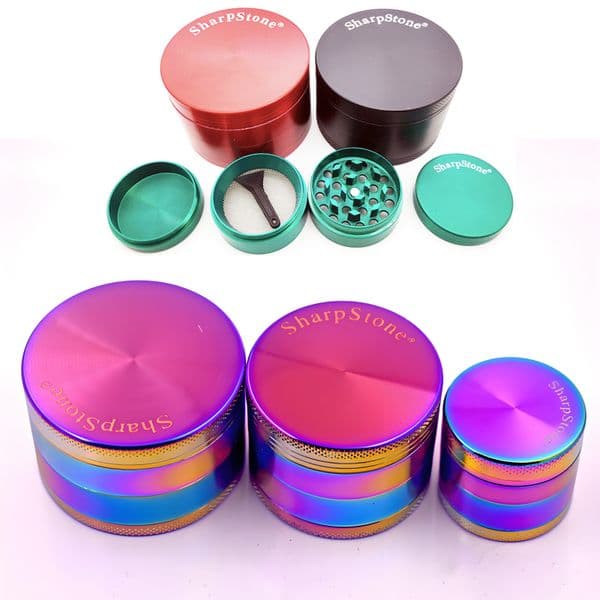 Wholesale SharpStone colorful Mini 40mm 55mm 63mm 4layer herb grinder Portable Newest Metal Zicn alloy Sharp Stone USA Popular tobacco grinders for smoking