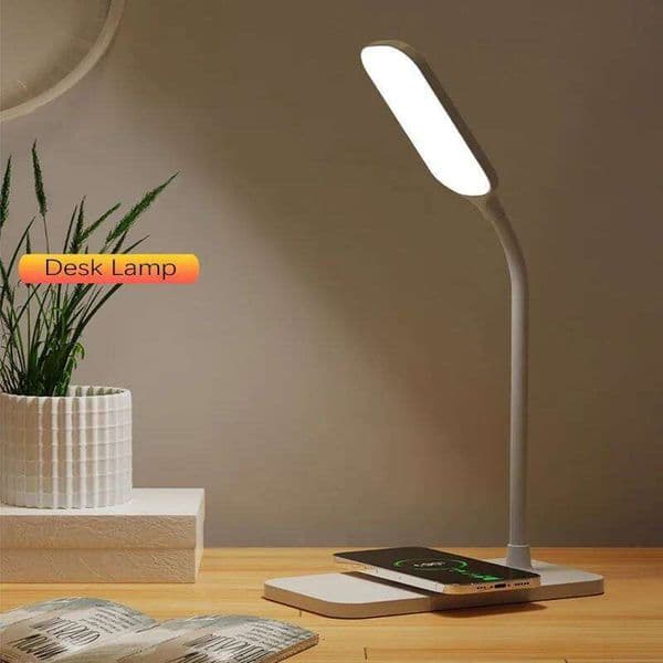 Wireless Charger LED Desk Lamp USB Plug in Port Bedside Night Light Touch Dimmable Eye-Caring for Desktop Gaming Reading Home