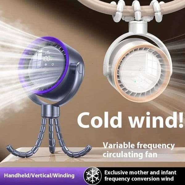 2026 New Baby Stroller Desktop Bedside Variable Frequency Digital Display Octopus Shaking Head Atmosphere Fan Light