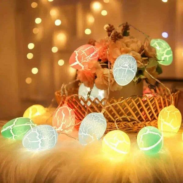 Colorful Crack Eggs Light Strings Lights Pastel for Party Indoor Decor Egg Shaped Lantern String Bunny Easter Deco