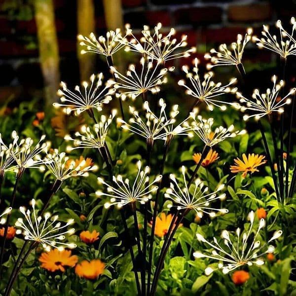 2026 New 1pc Solar Firework Garden Stake Lights, 8 Modes LED Outdoor Decorative Lights for Yard Lawn Party Wedding