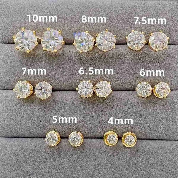 earrings Pass Diamond Tester Classic 6 Prong 925 Sterling Silver Moissanite Screw Back Stud