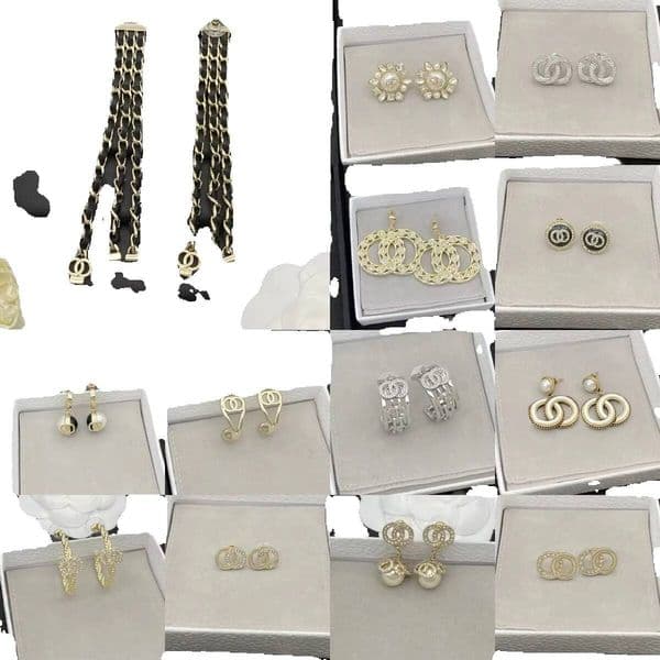 Crystal Earrings Never Fading Designer Ear Stud Pearl Real Gold Brass Copper Stamp Letter Round Earring Fashion Women Elegance Wedding Party Jewelry A