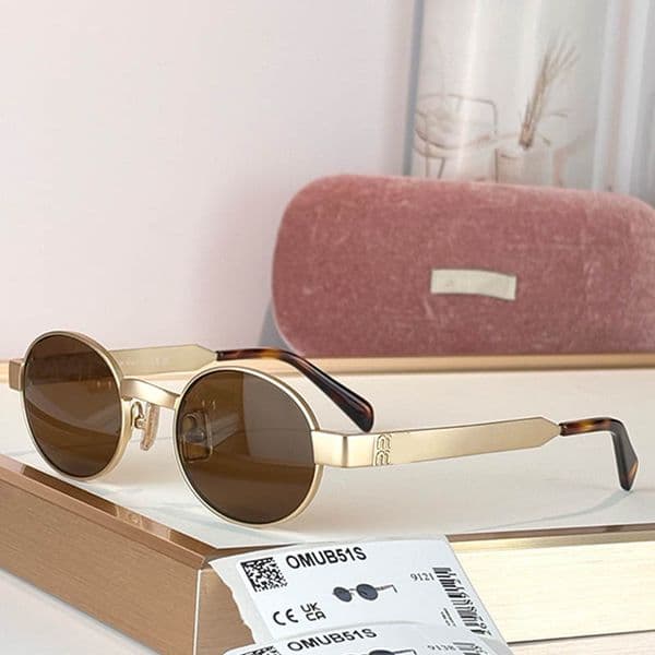 Women metal oval sunglasses 26SS Women mini frame sunglasses Outdoor beach oval metal glasses SMU B51