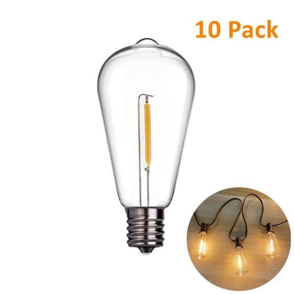 10X E12 Base Warm White ST38 LED Edison Replacement Light Bulbs String Lights for Indoor Outdoor