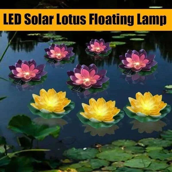 Solar Lamp Simulation Lotus Outdoor Waterproof Floating Decoration Light Yard Pond Garden Colorful LED Wishing Lantern
