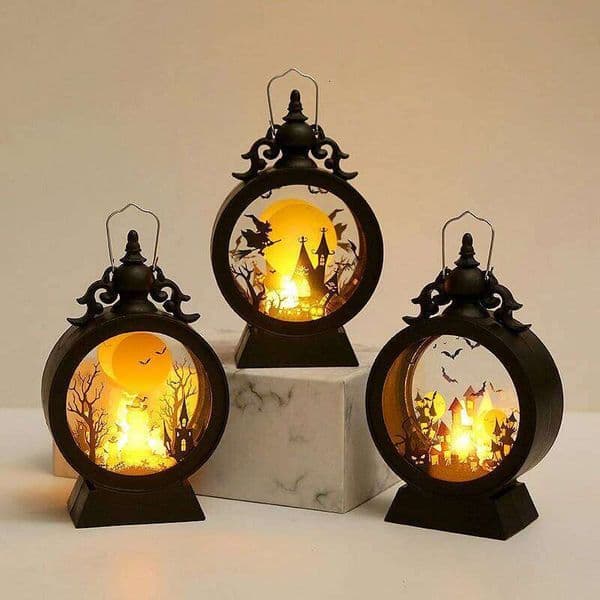 LED Wind Night Light Portable Pumpkin Ghost Lantern Bar Desktop Ornament Halloween Decor Props Party Supplies DeskLamp