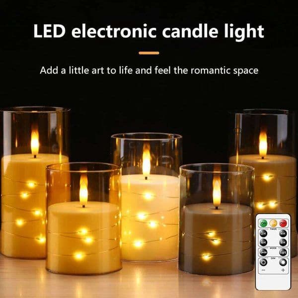Decorative Candles with String Battery Powered Remote Control LED Candle Party Wedding Christmas Halloween Decoration