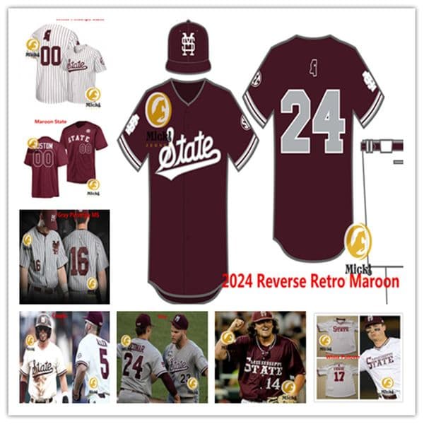Lane Forsythe MSU Baseball Jersey 22 Ross Highfill 7 Connor Hujsack 11 Kellum Clark 27 Wil Hoyle 5 Aaron Downs Mississippi StateBulldogs Jerseys Custom Stitched
