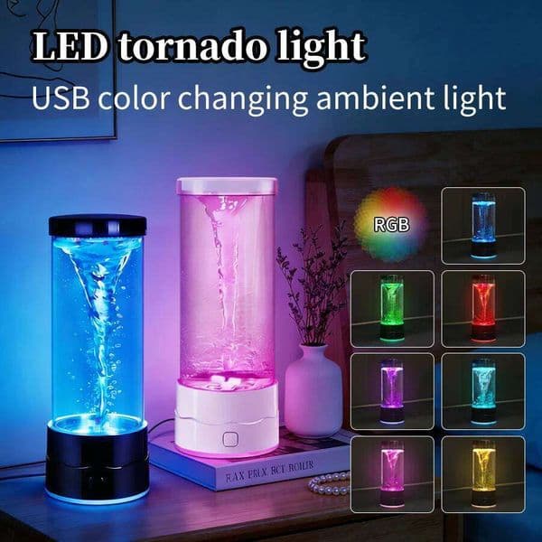 USB Multi-Colour Changing Atmosphere Colorful LED Tornado Night Light Home Decor Lamp Children Adult Creative Birthday Gift