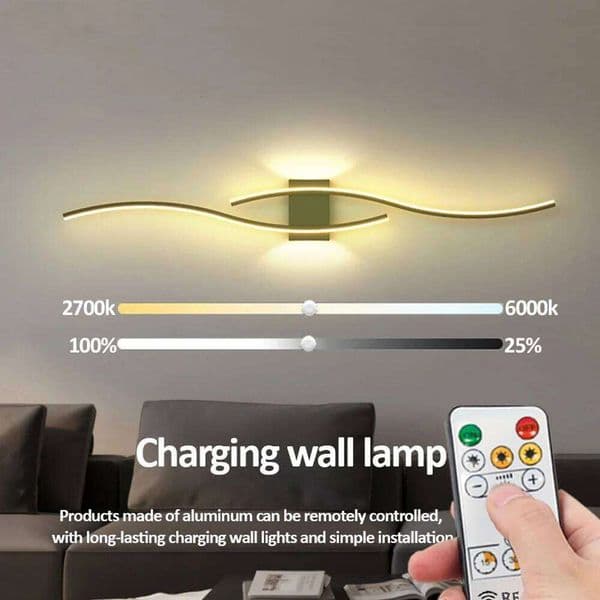 Modern LED Charging Wall Lamp Wireless 60/80cm Touch Switch Remote Control Living Room Bedroom Study Corridor Indoor Lighting