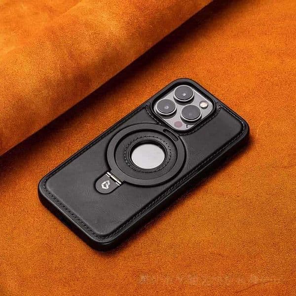 Suitable for iPhone 17 Pro Max phone case, high-end business leather case with magnetic stand, Apple 16 anti-drop protective cover