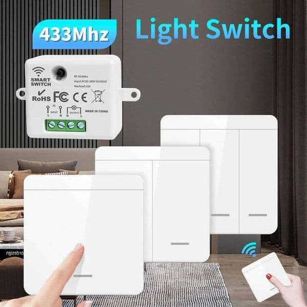 Wireless ON OFF RF433 Module Remote Control 1/2/3 Gang Wall Switch for Light Bulb Chandelier 10A 110V 220V