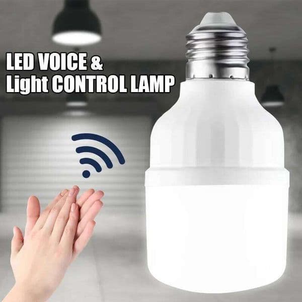 220V 9W Sound Sensor LED Bulb Voice and Light Control E27 Garage Lamp Cold White Auto On/Off for Stairs Pathway Warehouse Graden