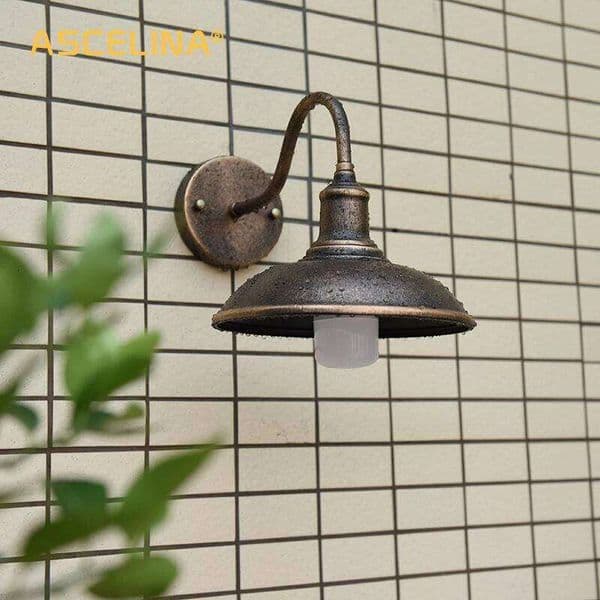 Retro Outdoor Waterproof LED Wall Light with Complimentary Bulb Rust-Coloured Decorative Lighting for Courtyards, Balconies, and