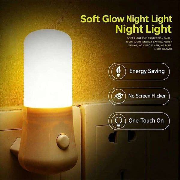 EU/US Plug Lights LED Night Light Push Button Switch Bedroom Bedside Baby Room Corridor Home Decor Wall Socket Lamp