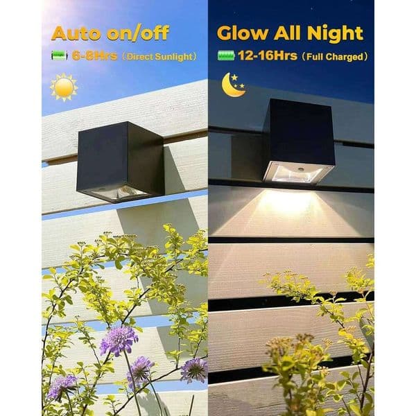 1~2 Pcs LED Solar Light Outdoor Garden Square Wall Lamp Sensor IP65 Waterproof Courtyard Yard Balcony Fence Decor Lighting