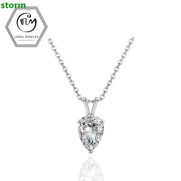 1ct Tariff Free Light Luxury Style Water Drop Shape S925 Sterling Silver Pear Cut VVs1 Moissanite Rhodium Plated GRA Necklace